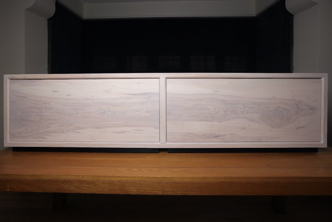 Solid ash bespoke storage box Front view